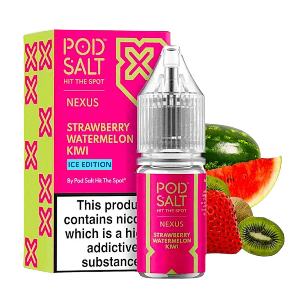 سالت نیکوتین پاد سالت توتفرنگی هندوانه کیوی یخ | POD SALT NEXUS STRAWBERRY WATERMELON KIWI ICE SALT JUICE