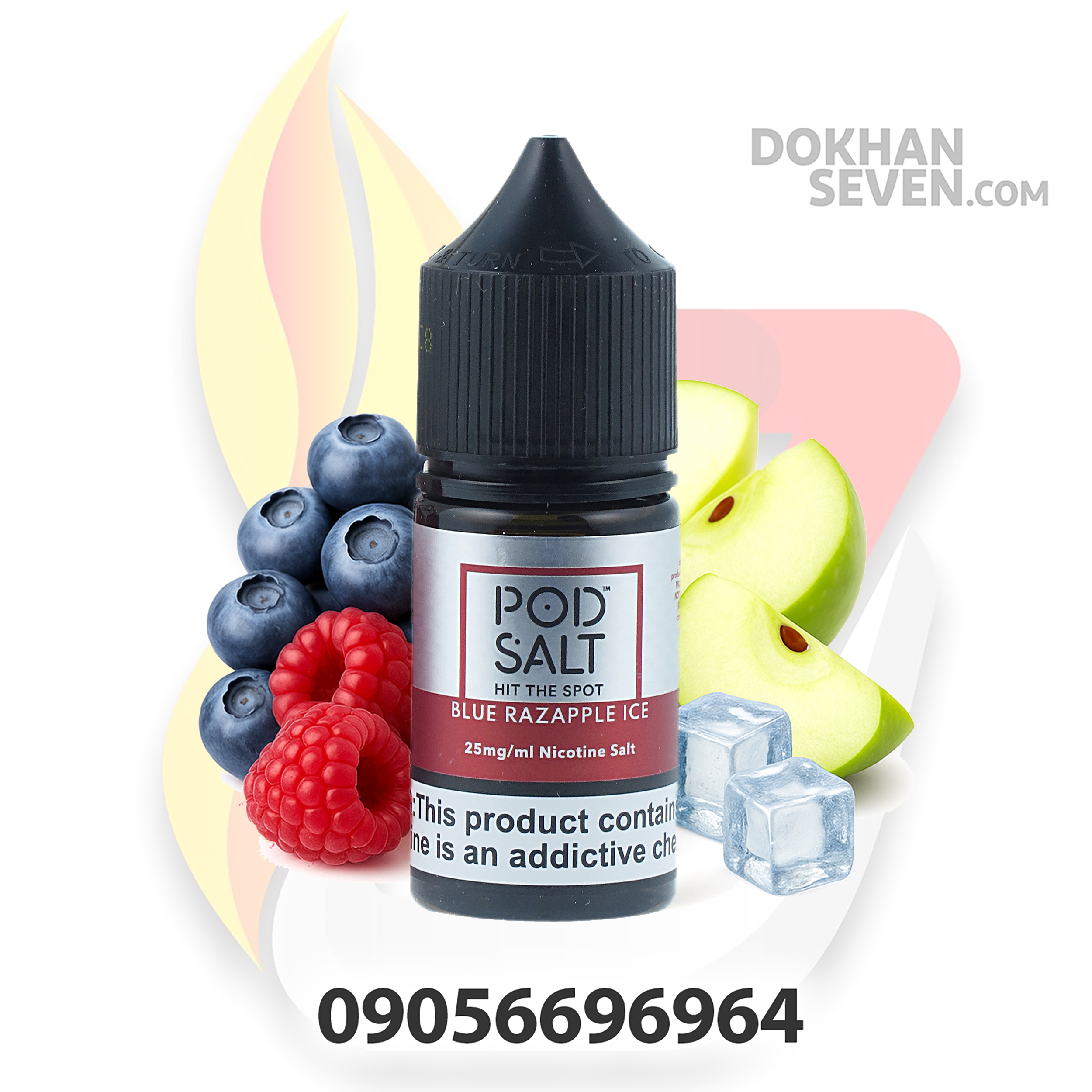سالت پاد سالت بلوبری سیب یخ | POD SALT FUSION BLUE RAZAPPLE ICE SALT JUICE