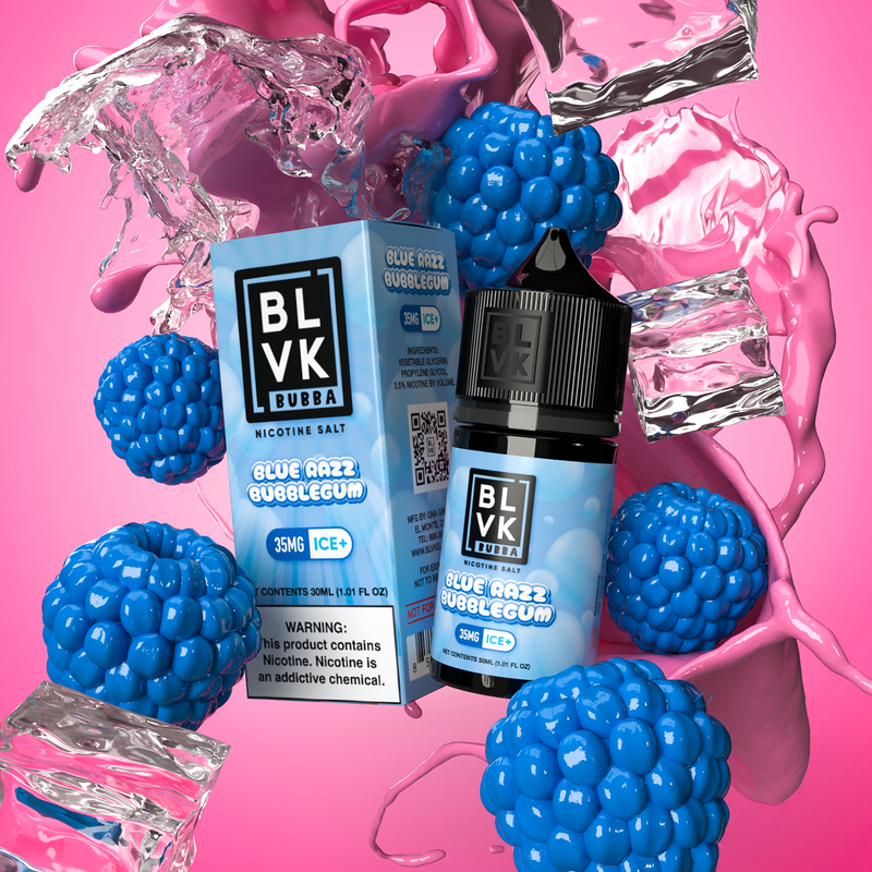 سالت بی ال وی کی آدامس تمشک آبی یخ | BLVK BLUE RAZZ BUBBLEGUM ICE SALT