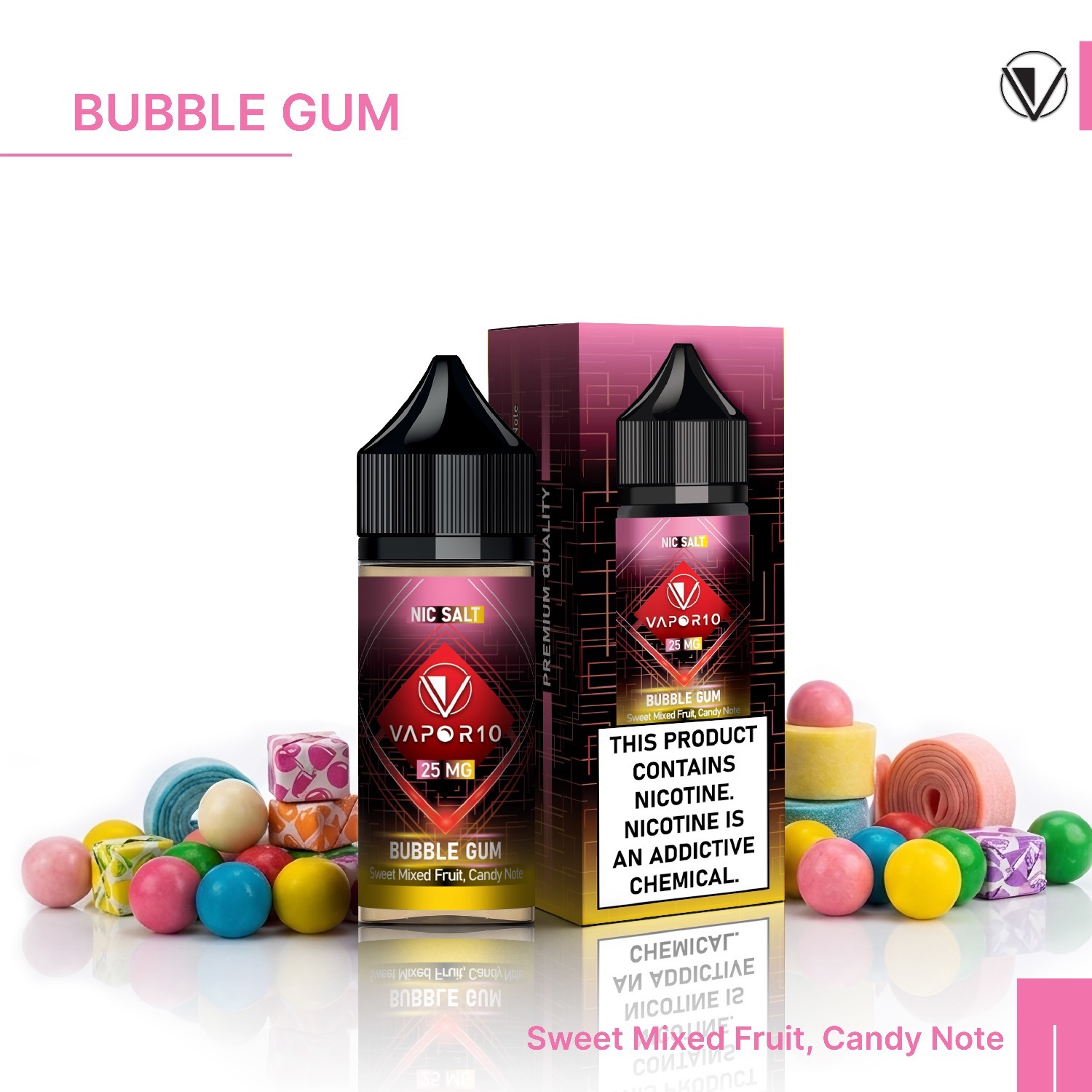 سالت ویپرتن10 آدامس بادکنکی | VAPOR10 BUBBLE GUM SALT 