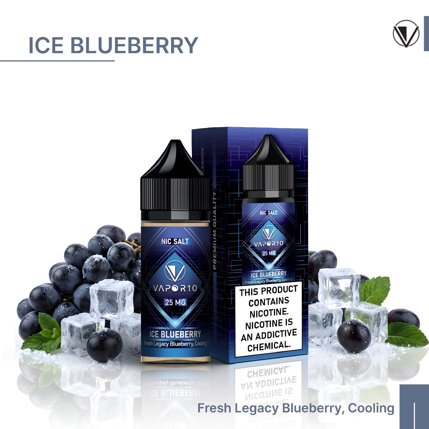 سالت ویپرتن10 بلوبری یخ | VAPOR10 ICE BLUEBERRY SALT 
