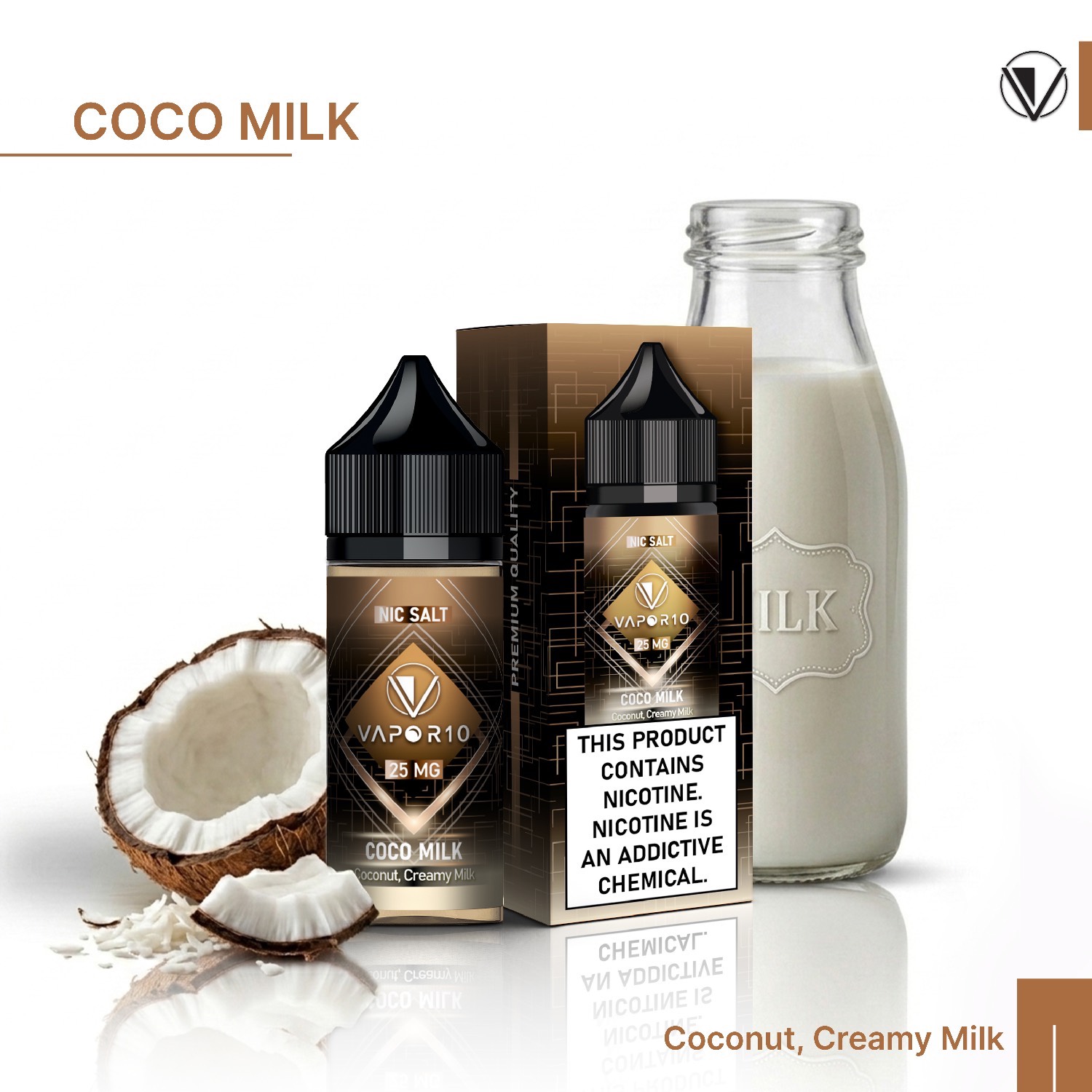 سالت ویپرتن10 شیر نارگیل | VAPOR10 COCO MILK SALT 